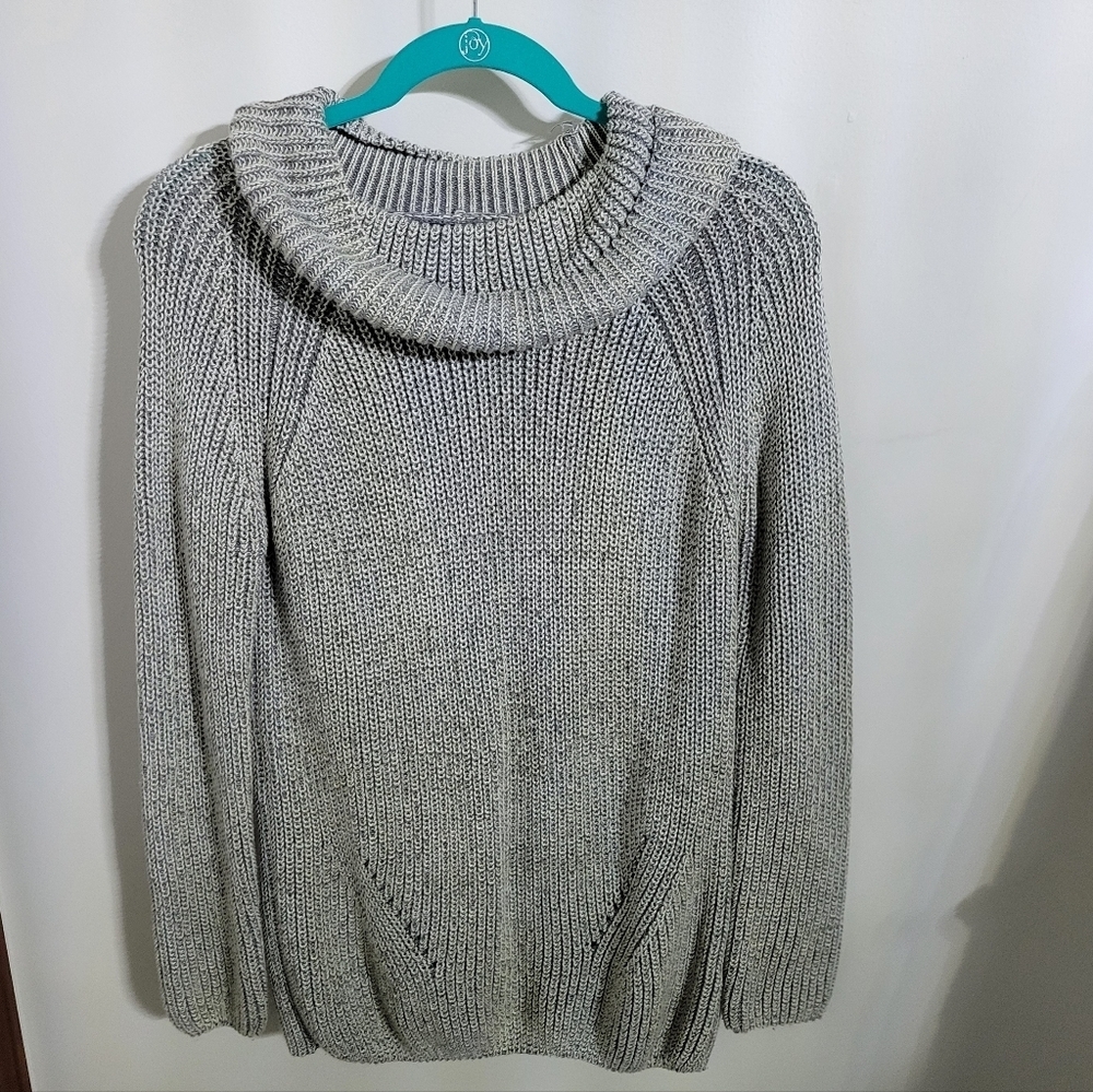 Women’s Eddie Bauer Grey Rib Knit Cowlneck Long Sleeve Sweater, Size L